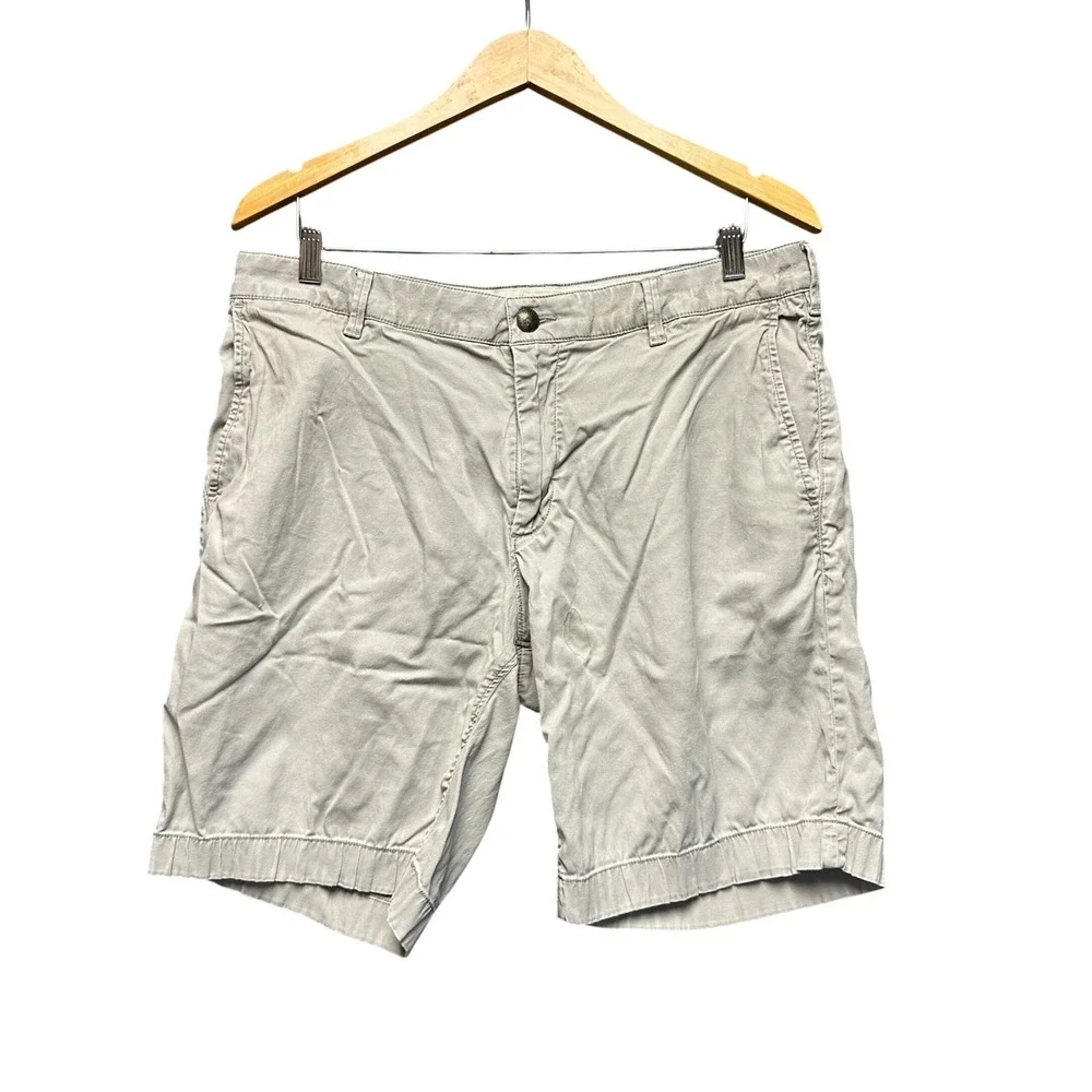 Faherty Brand Mens Chino Shorts Size 35 Organic Cotton Tencel Khaki Green Olive